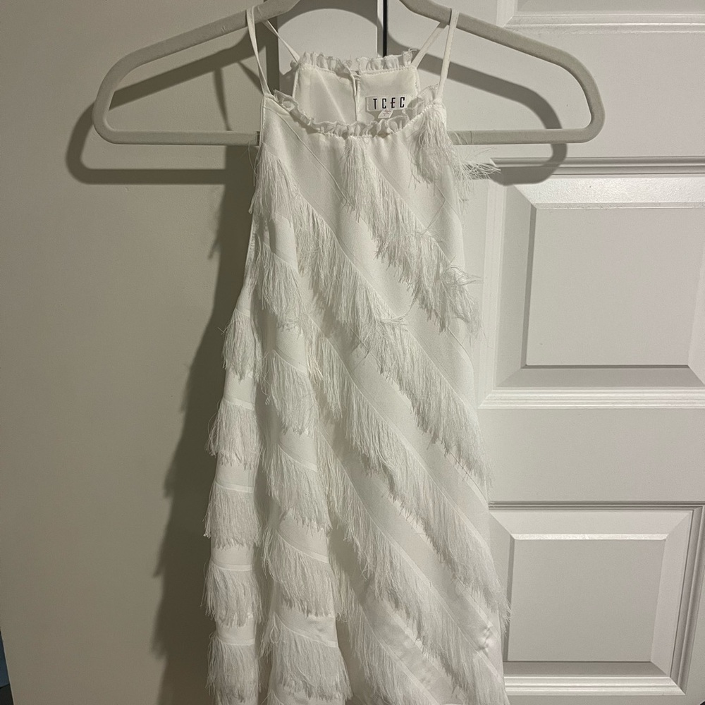 TCEC White Ruffled Tiered Halter Sundress